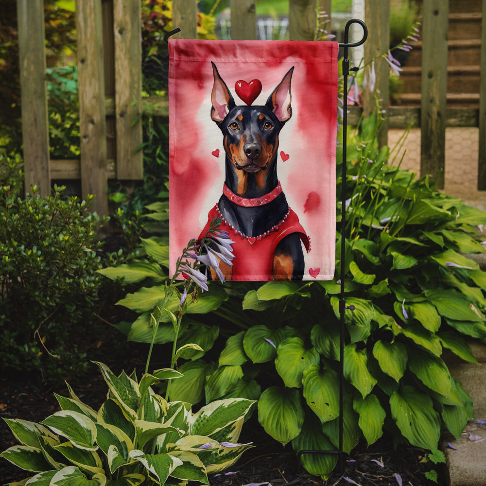 Doberman Pinscher My Valentine Garden Flag Mailbox Decorative Yard Banner Outside Patio Artwork for Flower Beds, Garden Size, Multicolor