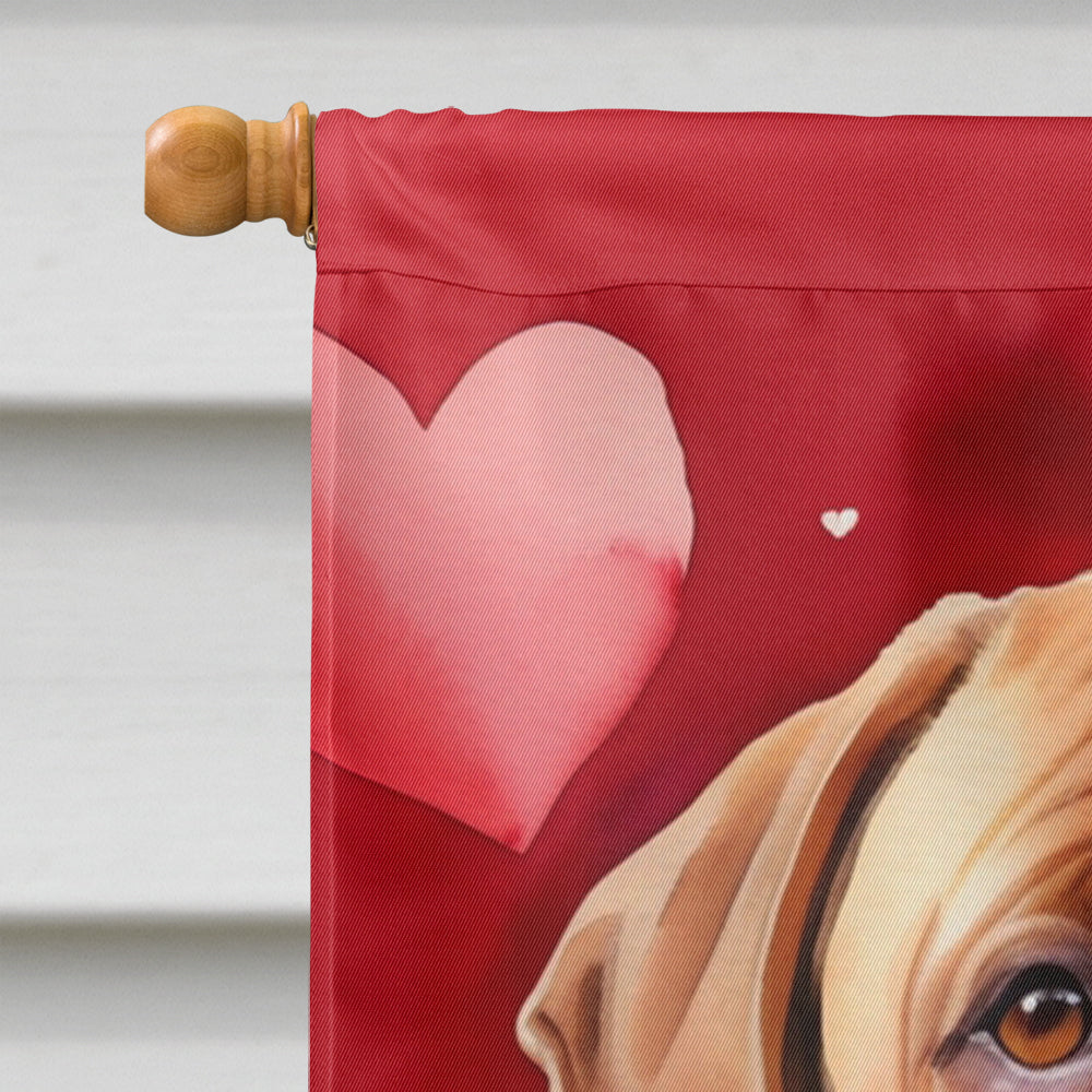 Dogue de Bordeaux My Valentine House Flag 28x40 Porch Sleeve Pole Decorative Outside Yard Banner Artwork Wall Hanging, Polyester