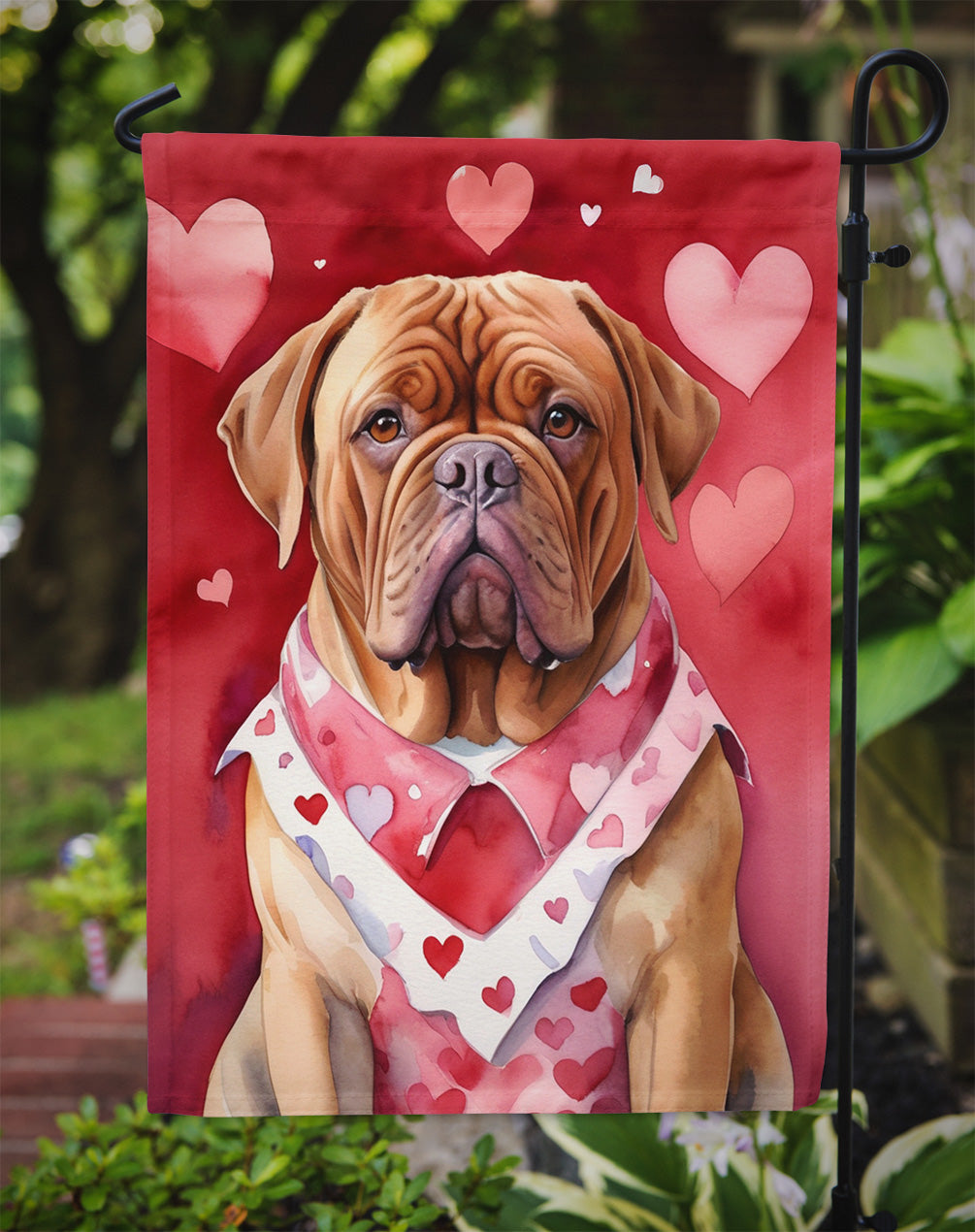 Dogue de Bordeaux My Valentine Garden Flag Mailbox Decorative Yard Banner Outside Patio Artwork for Flower Beds, Garden Size, Multicolor