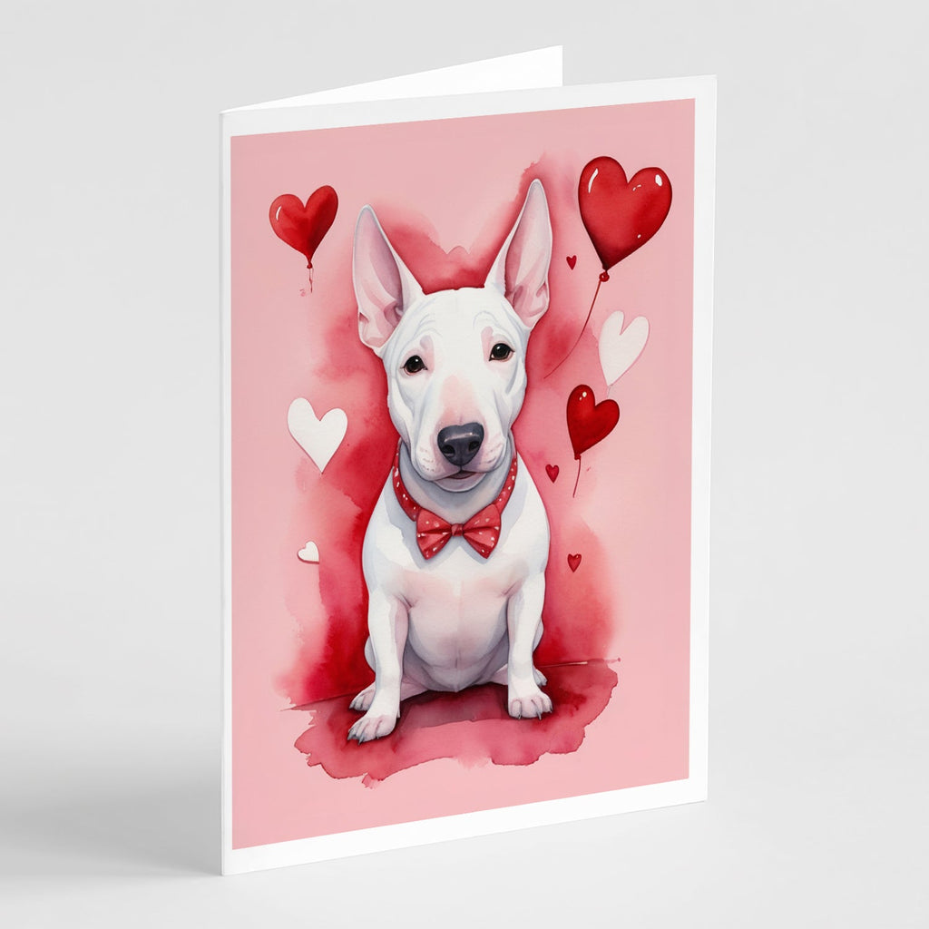 English Bull Terrier My Valentine Greeting Cards Pack of 8 Blank Cards with Envelopes Whimsical A7 Size 5x7