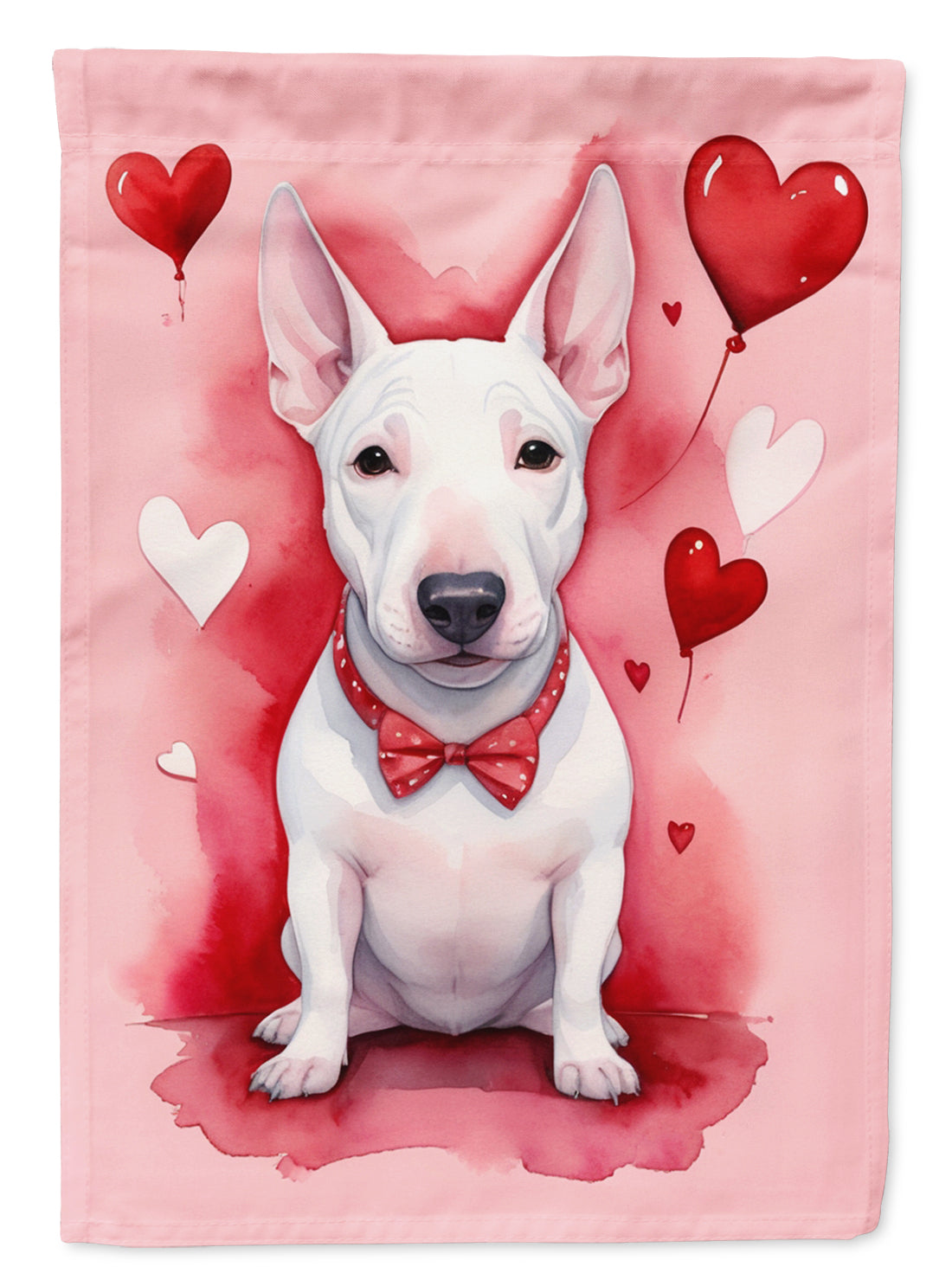 English Bull Terrier My Valentine Garden Flag Mailbox Decorative Yard Banner Outside Patio Artwork for Flower Beds, Garden Size, Multicolor