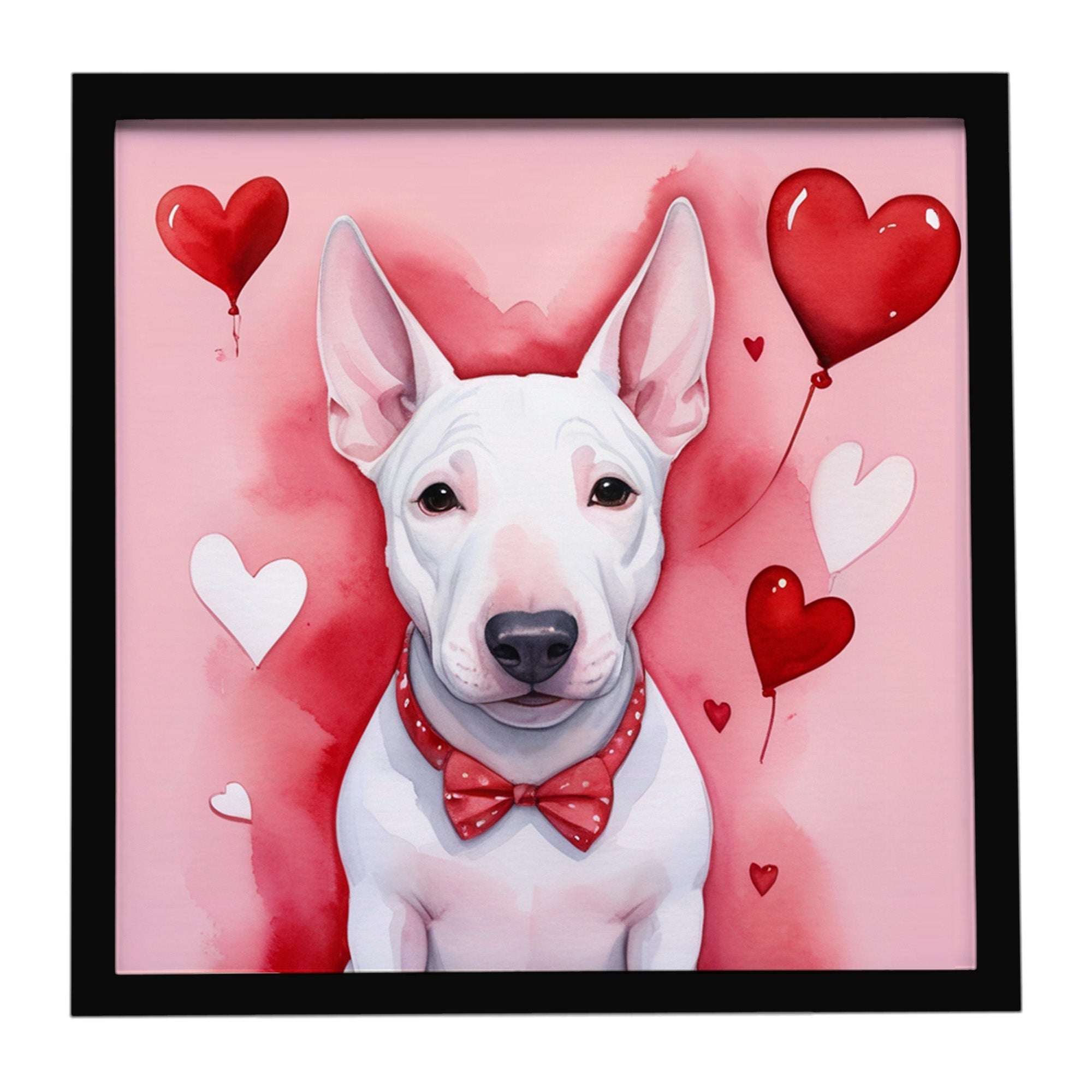 English Bull Terrier My Valentine Framed Metal Print Bathroom, Kitchen, Office, Home Decor Wall Art Ready to Hang, Square, 8X8