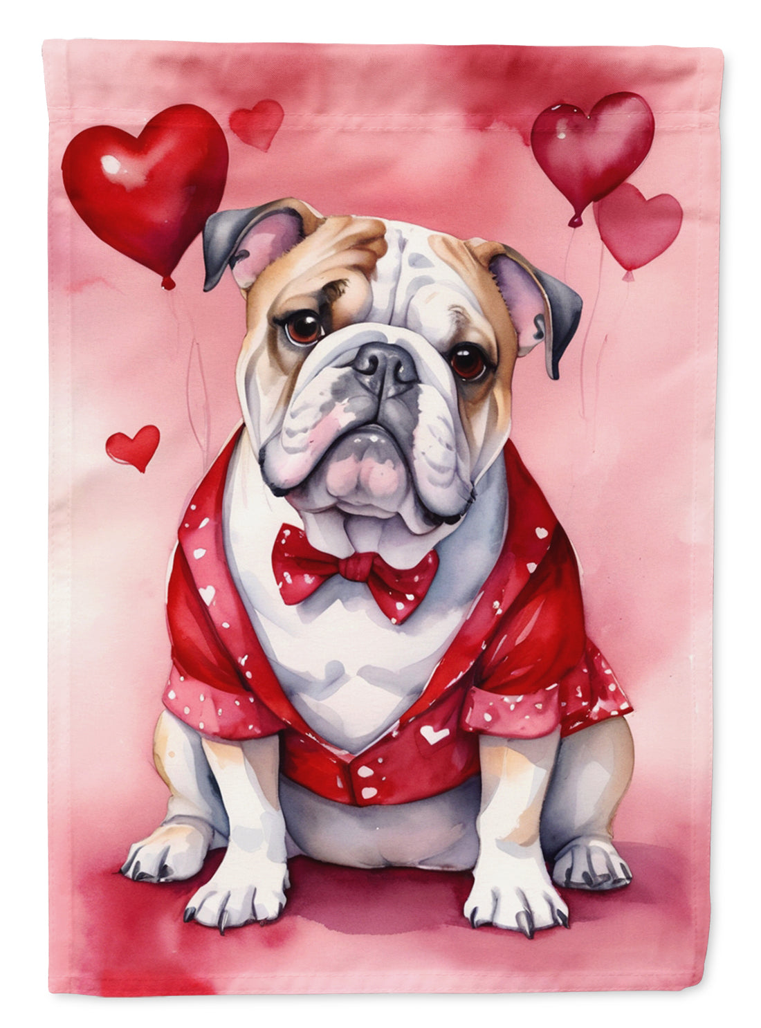 English Bulldog My Valentine Garden Flag Mailbox Decorative Yard Banner Outside Patio Artwork for Flower Beds, Garden Size, Multicolor