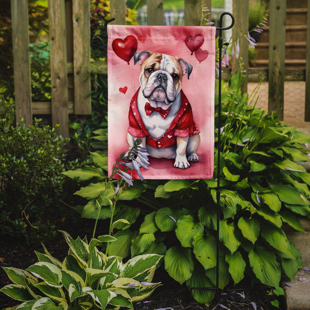 English Bulldog My Valentine Garden Flag Mailbox Decorative Yard Banner Outside Patio Artwork for Flower Beds, Garden Size, Multicolor
