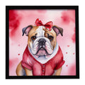 English Bulldog My Valentine Framed Metal Print Bathroom, Kitchen, Office, Home Decor Wall Art Ready to Hang, Square, 8X8