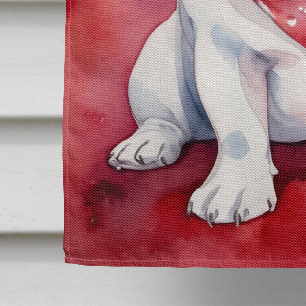 English Bulldog My Valentine House Flag 28x40 Porch Sleeve Pole Decorative Outside Yard Banner Artwork Wall Hanging, Polyester