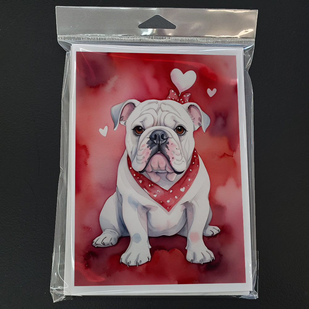 English Bulldog My Valentine Greeting Cards Pack of 8 Blank Cards with Envelopes Whimsical A7 Size 5x7