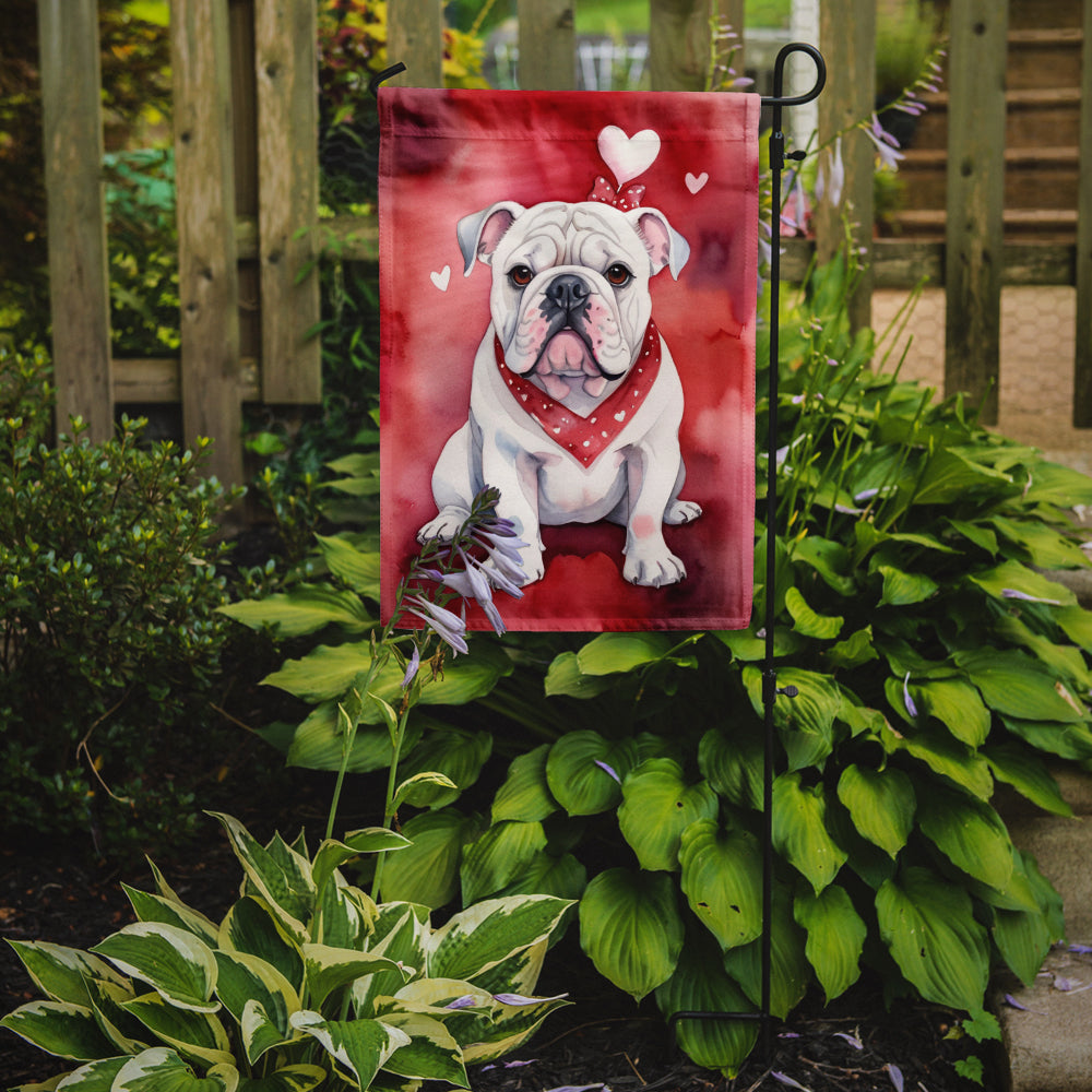 English Bulldog My Valentine Garden Flag Mailbox Decorative Yard Banner Outside Patio Artwork for Flower Beds, Garden Size, Multicolor