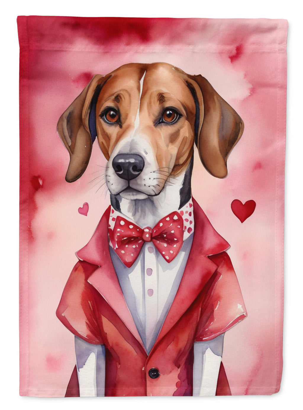 English Foxhound My Valentine Garden Flag Mailbox Decorative Yard Banner Outside Patio Artwork for Flower Beds, Garden Size, Multicolor