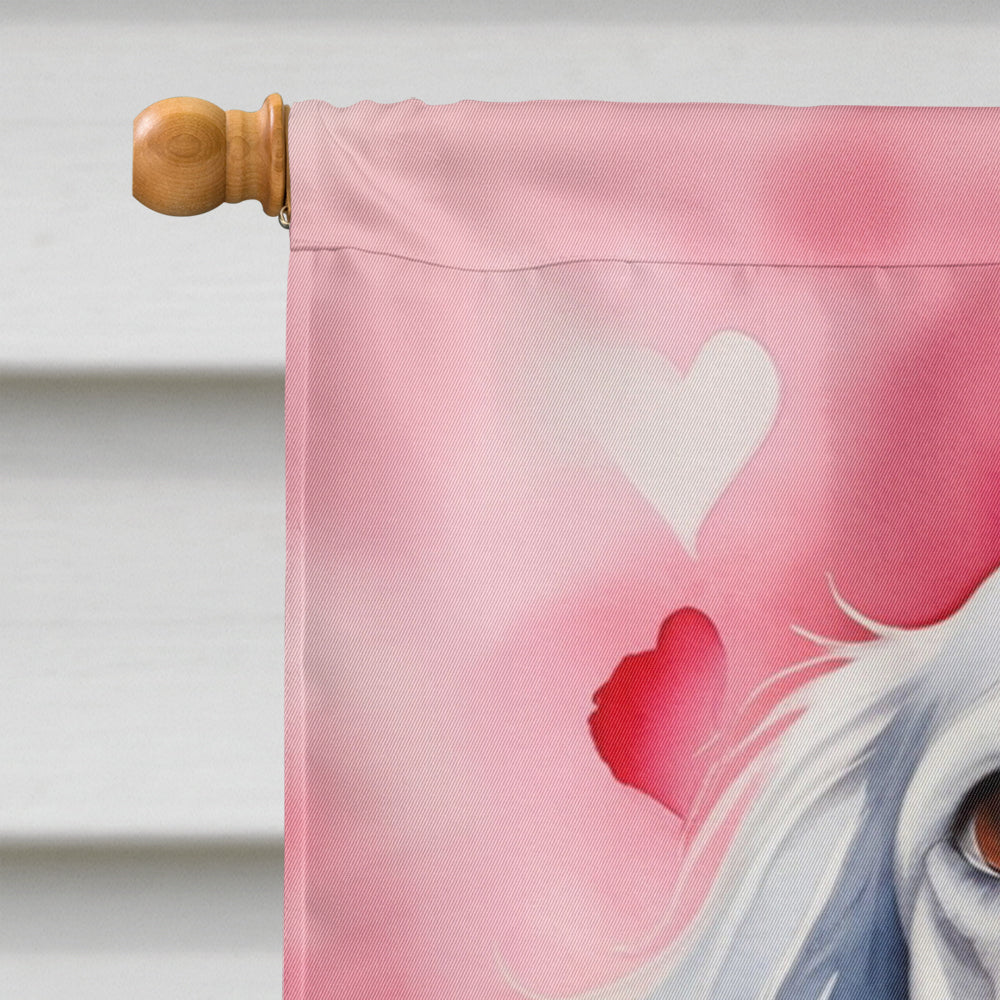 English Setter My Valentine House Flag 28x40 Porch Sleeve Pole Decorative Outside Yard Banner Artwork Wall Hanging, Polyester