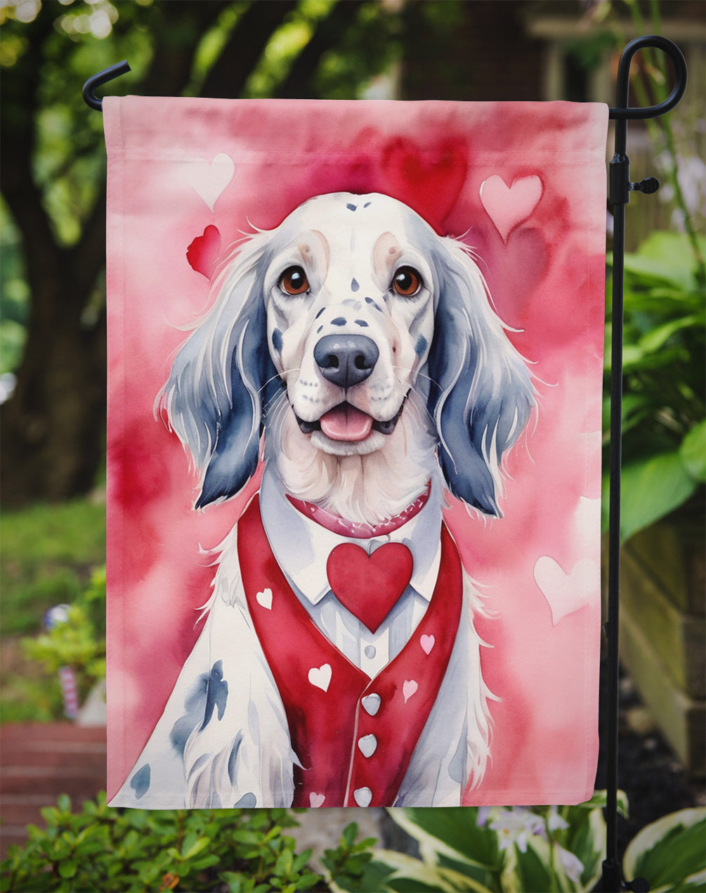 English Setter My Valentine Garden Flag Mailbox Decorative Yard Banner Outside Patio Artwork for Flower Beds, Garden Size, Multicolor