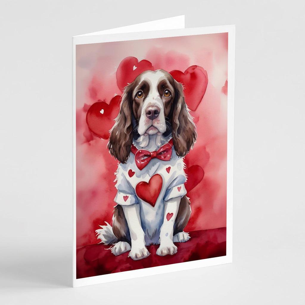 English Springer Spaniel My Valentine Greeting Cards Pack of 8 Blank Cards with Envelopes Whimsical A7 Size 5x7