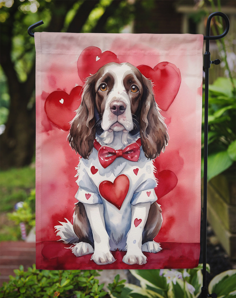 English Springer Spaniel My Valentine Garden Flag Mailbox Decorative Yard Banner Outside Patio Artwork for Flower Beds, Garden Size, Multicolor
