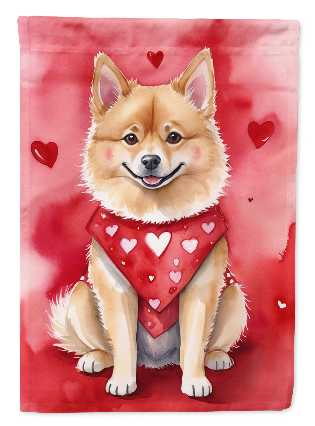 Finnish Spitz My Valentine Garden Flag Mailbox Decorative Yard Banner Outside Patio Artwork for Flower Beds, Garden Size, Multicolor