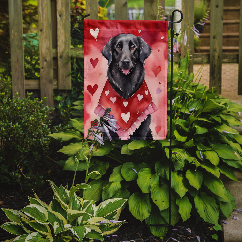 Flat-Coated Retriever My Valentine Garden Flag Mailbox Decorative Yard Banner Outside Patio Artwork for Flower Beds, Garden Size, Multicolor