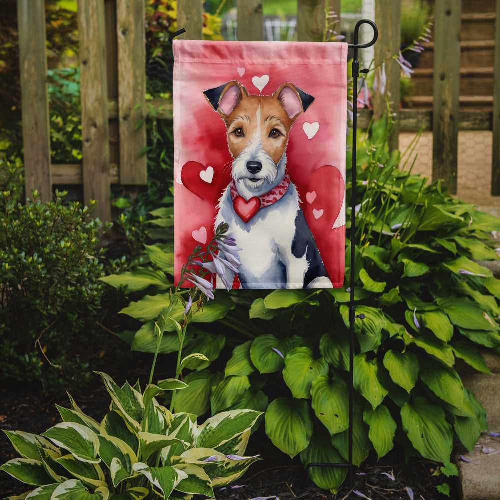 Fox Terrier My Valentine Garden Flag Mailbox Decorative Yard Banner Outside Patio Artwork for Flower Beds, Garden Size, Multicolor
