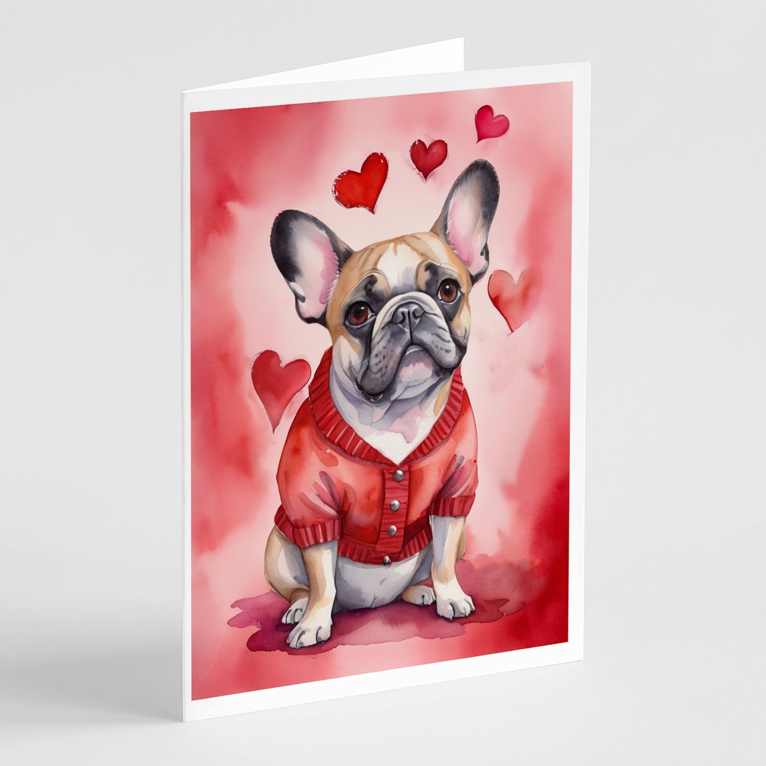 French Bulldog My Valentine Greeting Cards Pack of 8 Blank Cards with Envelopes Whimsical A7 Size 5x7