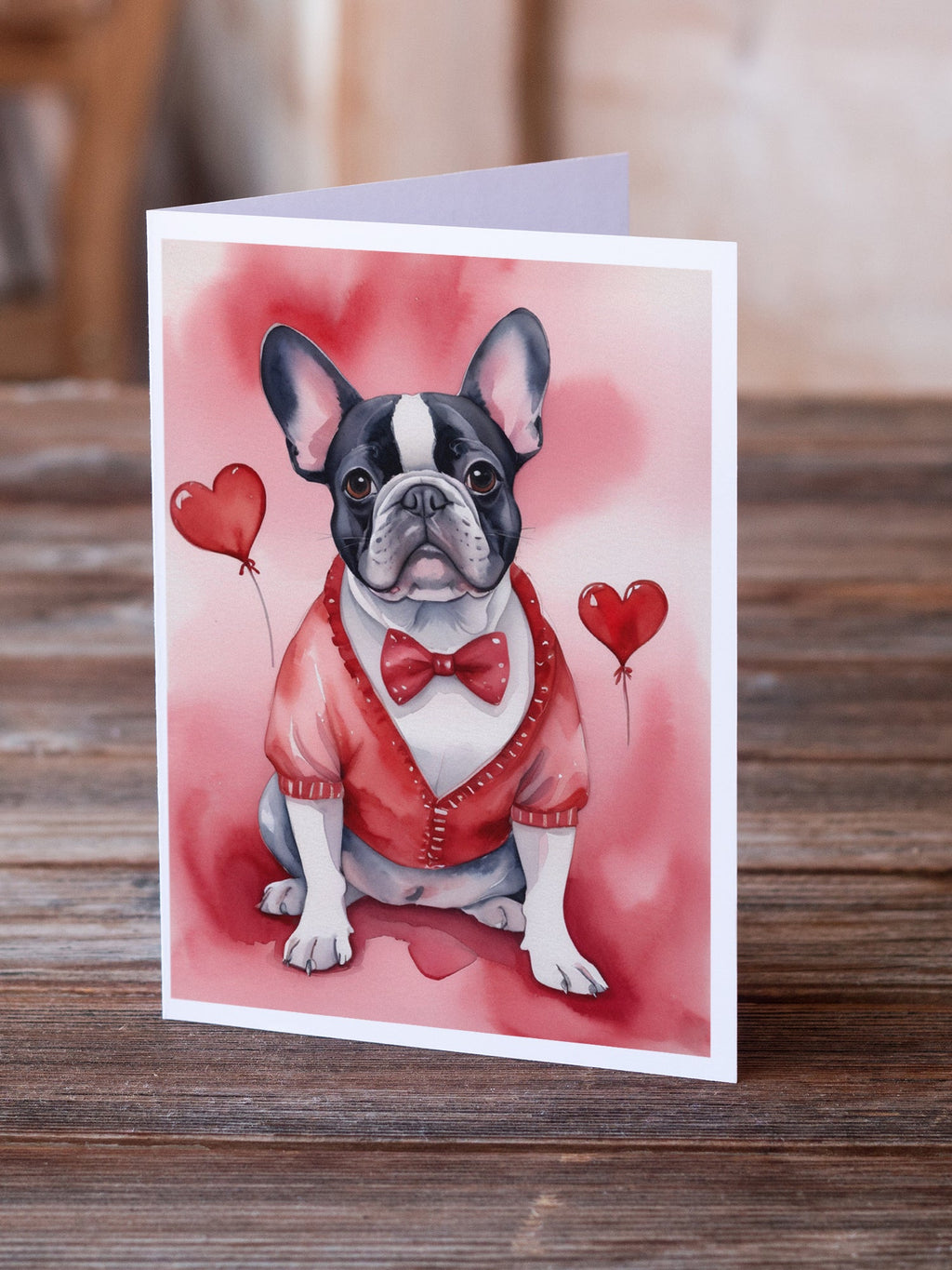 French Bulldog My Valentine Greeting Cards Pack of 8 Blank Cards with Envelopes Whimsical A7 Size 5x7