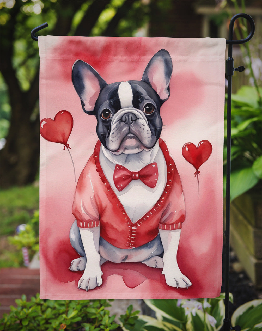 French Bulldog My Valentine Garden Flag Mailbox Decorative Yard Banner Outside Patio Artwork for Flower Beds, Garden Size, Multicolor