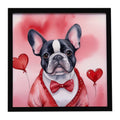 French Bulldog My Valentine Framed Metal Print Bathroom, Kitchen, Office, Home Decor Wall Art Ready to Hang, Square, 8X8