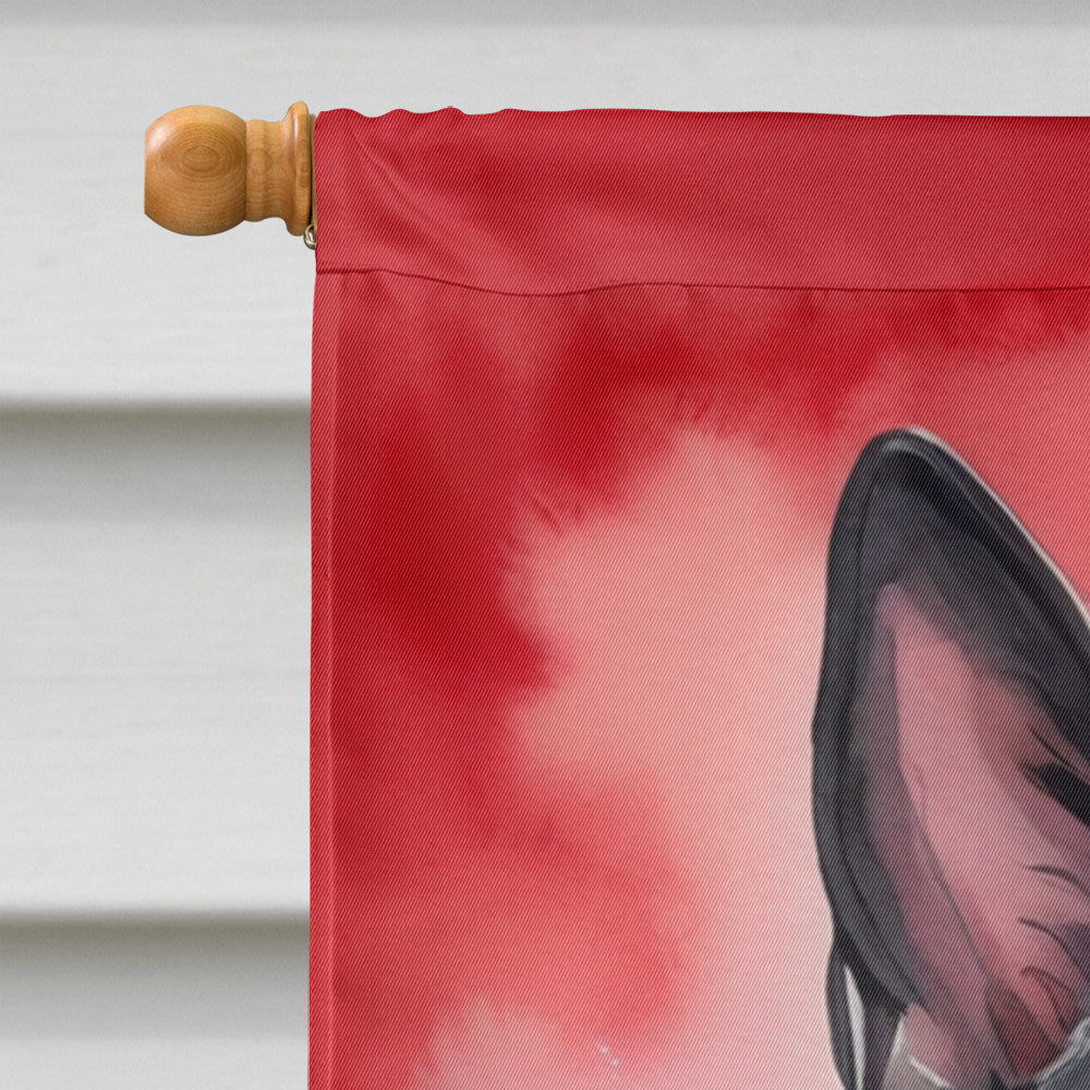 Black German Shepherd My Valentine House Flag 28x40 Porch Sleeve Pole Decorative Outside Yard Banner Artwork Wall Hanging, Polyester