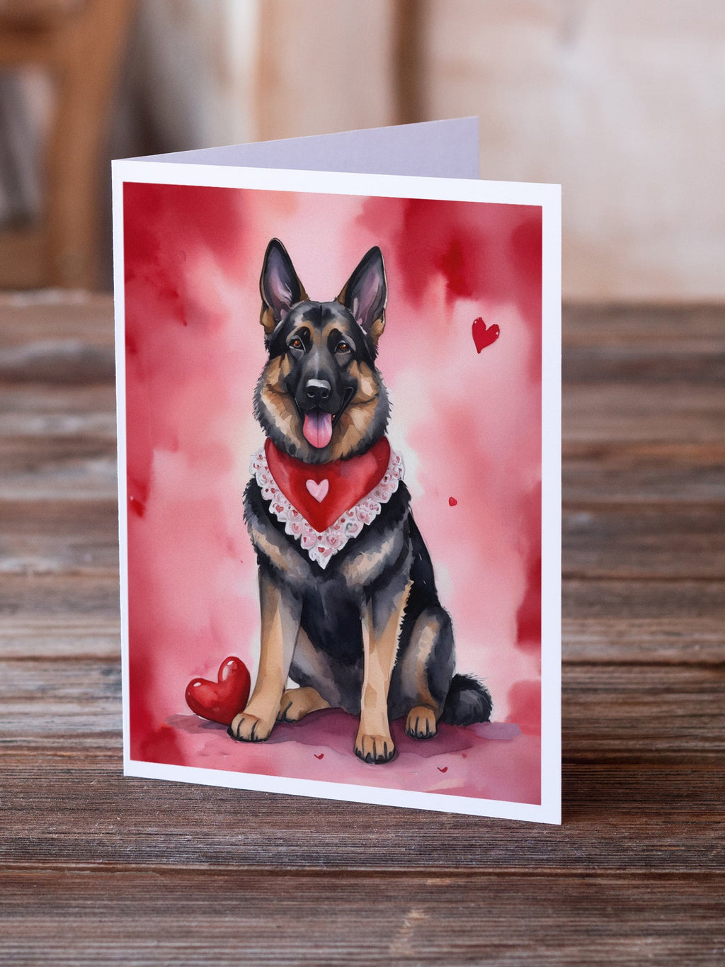 German Shepherd My Valentine Greeting Cards Pack of 8 Blank Cards with Envelopes Whimsical A7 Size 5x7