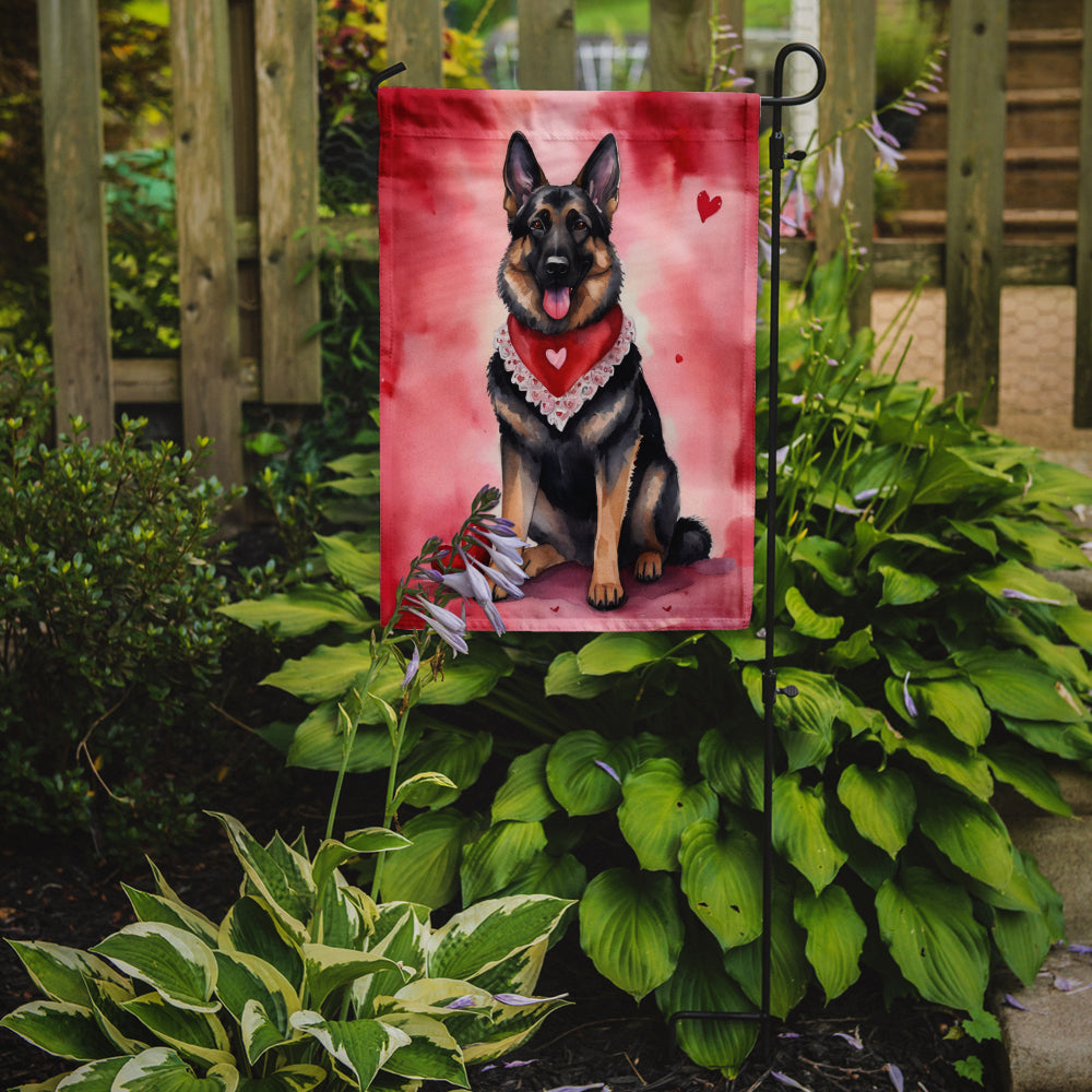 German Shepherd My Valentine Garden Flag Mailbox Decorative Yard Banner Outside Patio Artwork for Flower Beds, Garden Size, Multicolor