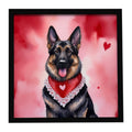 German Shepherd My Valentine Framed Metal Print Bathroom, Kitchen, Office, Home Decor Wall Art Ready to Hang, Square, 8X8