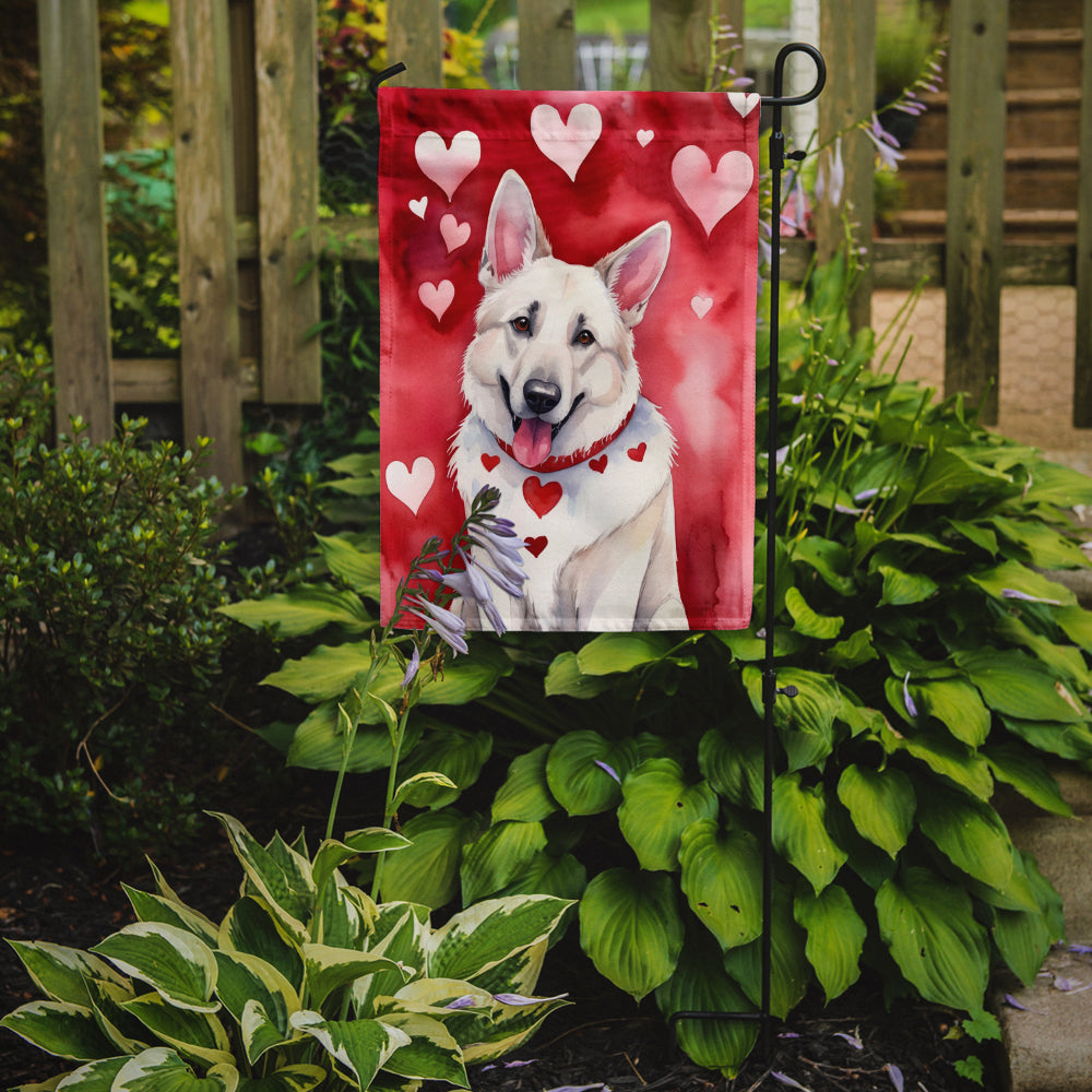 White German Shepherd My Valentine Garden Flag Mailbox Decorative Yard Banner Outside Patio Artwork for Flower Beds, Garden Size, Multicolor