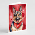 German Shepherd My Valentine Greeting Cards Pack of 8 Blank Cards with Envelopes Whimsical A7 Size 5x7