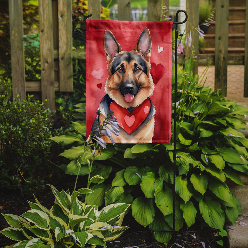 German Shepherd My Valentine Garden Flag Mailbox Decorative Yard Banner Outside Patio Artwork for Flower Beds, Garden Size, Multicolor
