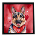 German Shepherd My Valentine Framed Metal Print Bathroom, Kitchen, Office, Home Decor Wall Art Ready to Hang, Square, 8X8