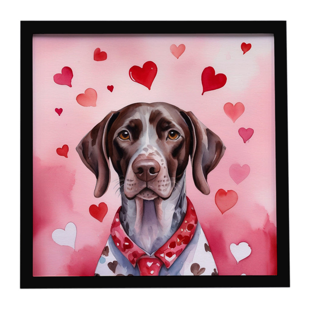 German Shorthaired Pointer My Valentine Framed Metal Print Bathroom, Kitchen, Office, Home Decor Wall Art Ready to Hang, Square, 8X8