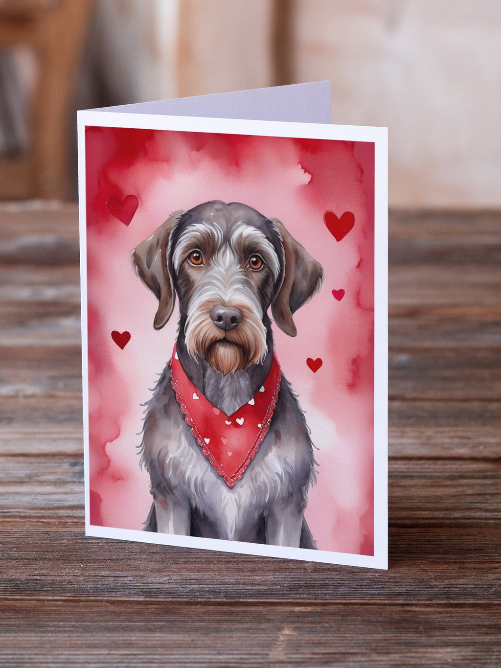 German Wirehaired Pointer My Valentine Greeting Cards Pack of 8 Blank Cards with Envelopes Whimsical A7 Size 5x7