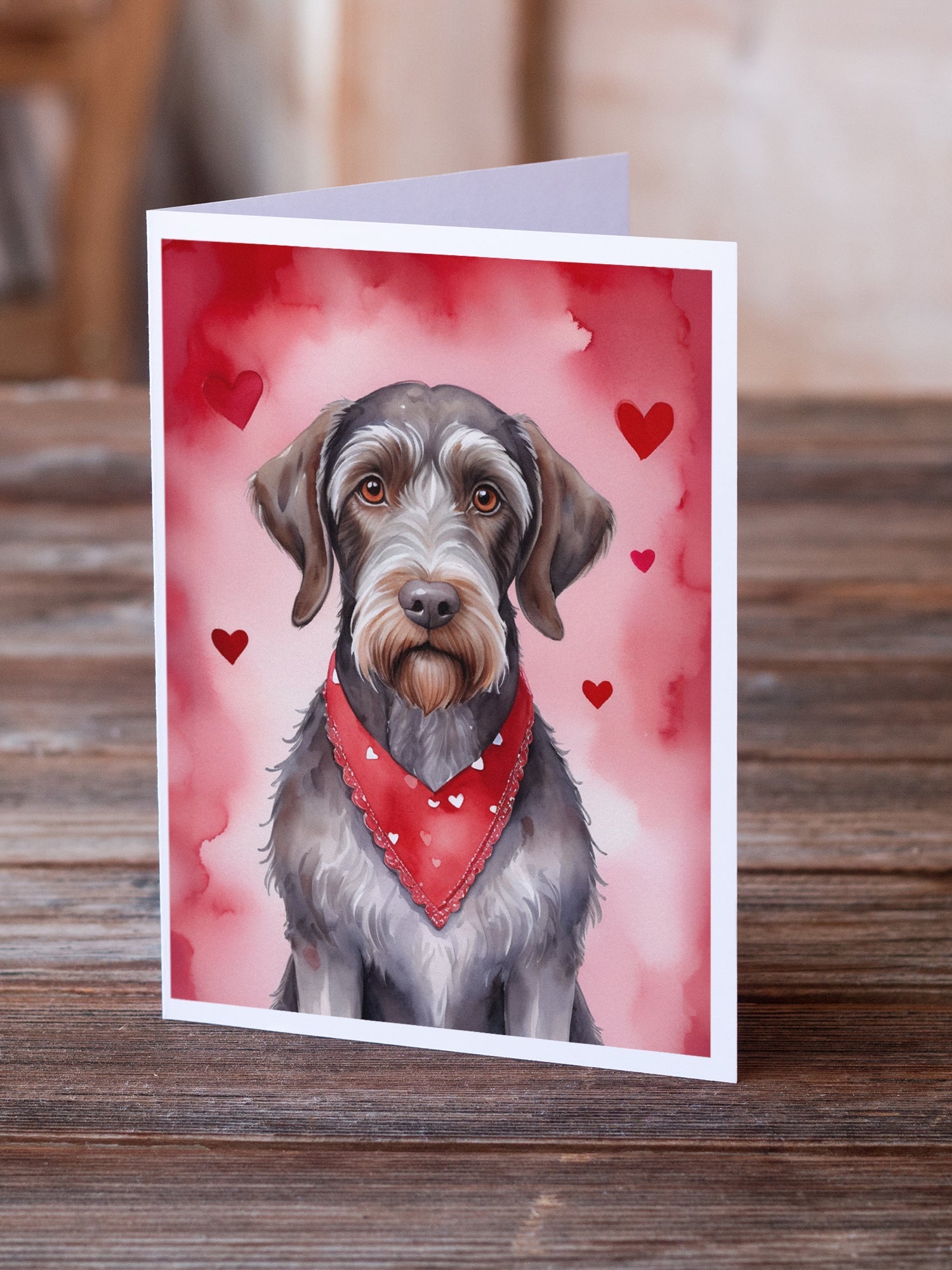 German Wirehaired Pointer My Valentine Greeting Cards Pack of 8 Blank Cards with Envelopes Whimsical A7 Size 5x7