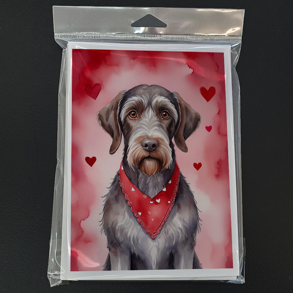 German Wirehaired Pointer My Valentine Greeting Cards Pack of 8 Blank Cards with Envelopes Whimsical A7 Size 5x7