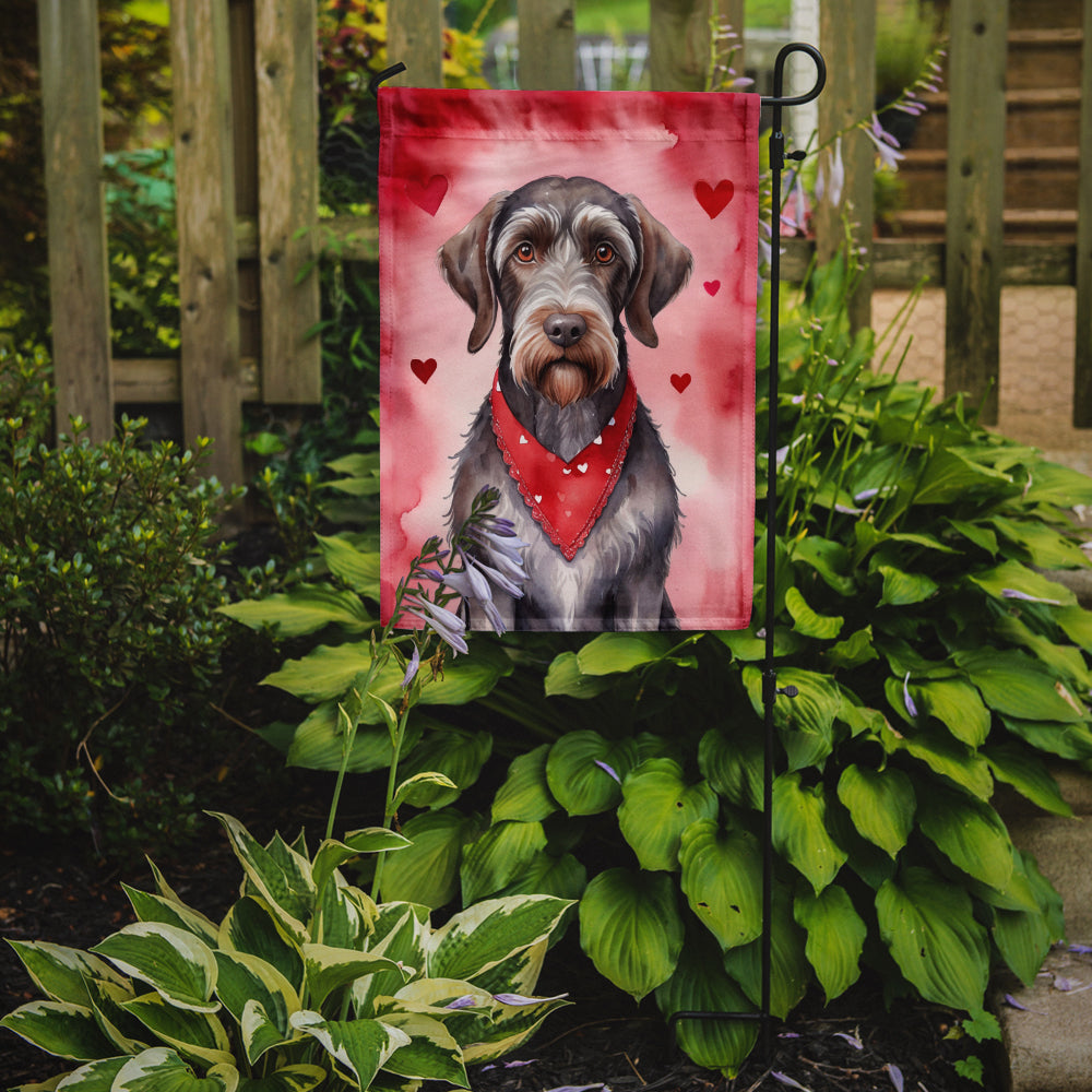 German Wirehaired Pointer My Valentine Garden Flag Mailbox Decorative Yard Banner Outside Patio Artwork for Flower Beds, Garden Size, Multicolor