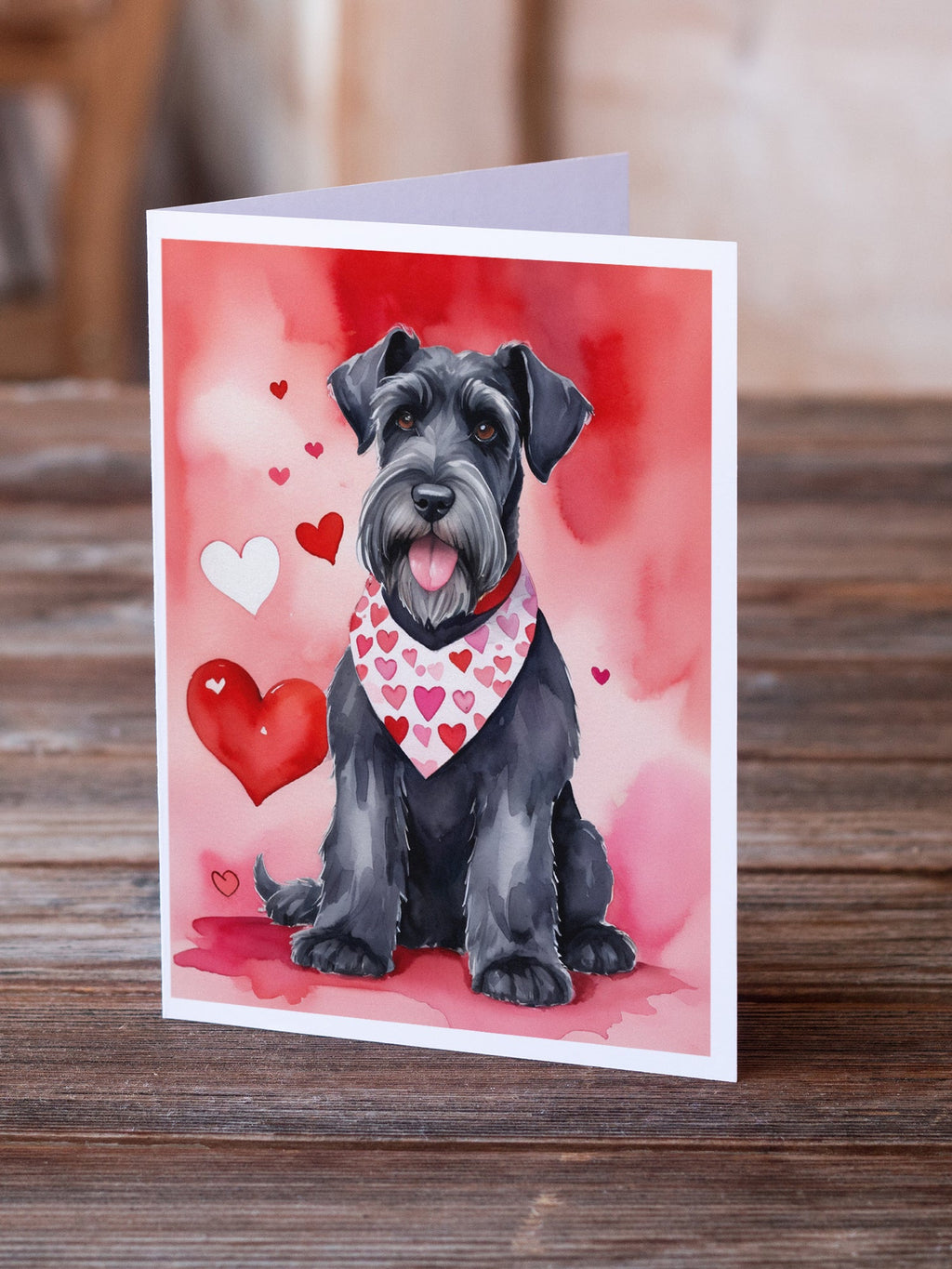 Giant Schnauzer My Valentine Greeting Cards Pack of 8 Blank Cards with Envelopes Whimsical A7 Size 5x7
