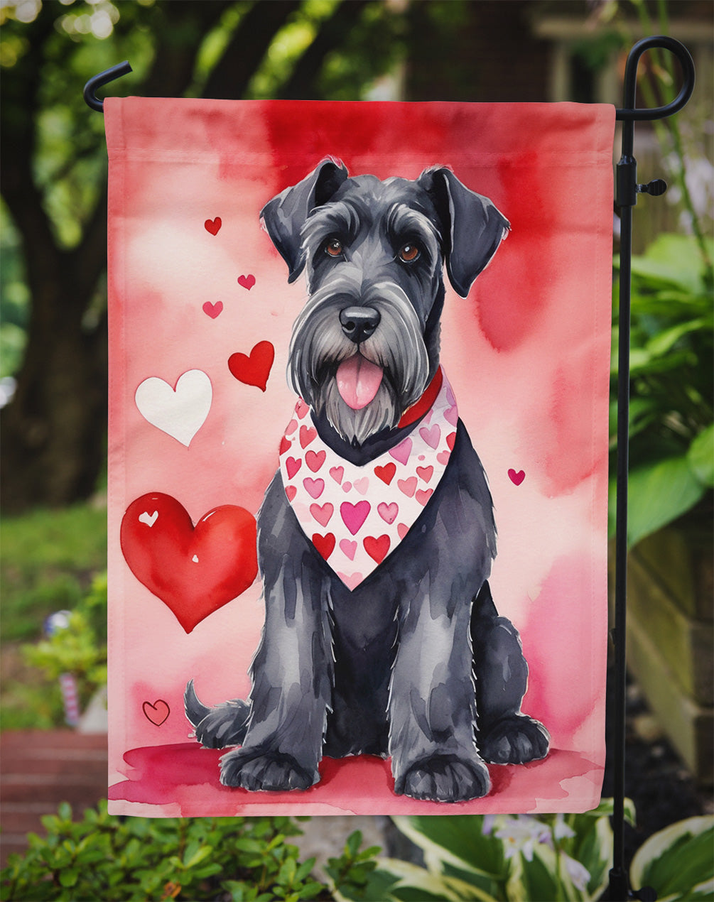 Giant Schnauzer My Valentine Garden Flag Mailbox Decorative Yard Banner Outside Patio Artwork for Flower Beds, Garden Size, Multicolor