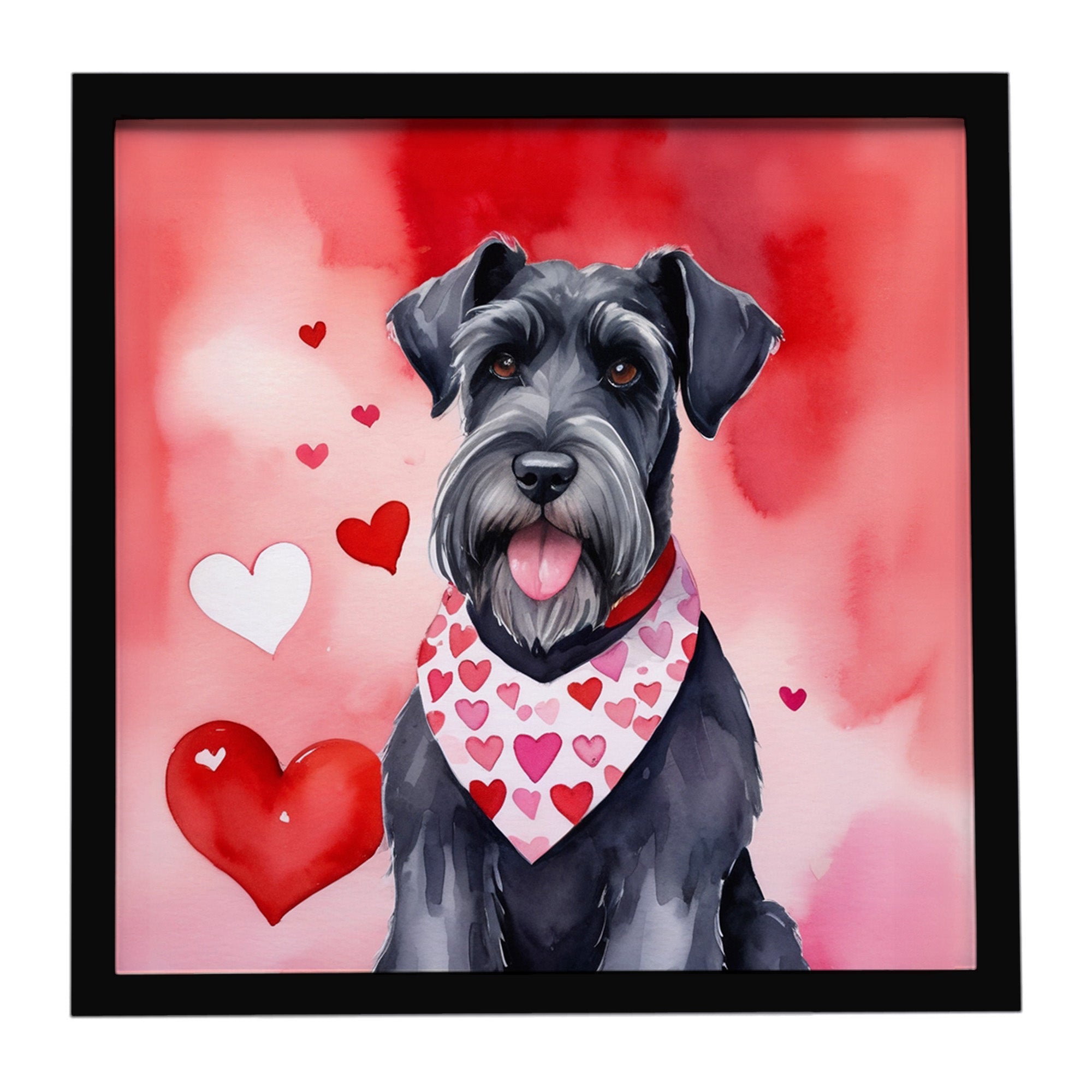 Giant Schnauzer My Valentine Framed Metal Print Bathroom, Kitchen, Office, Home Decor Wall Art Ready to Hang, Square, 8X8