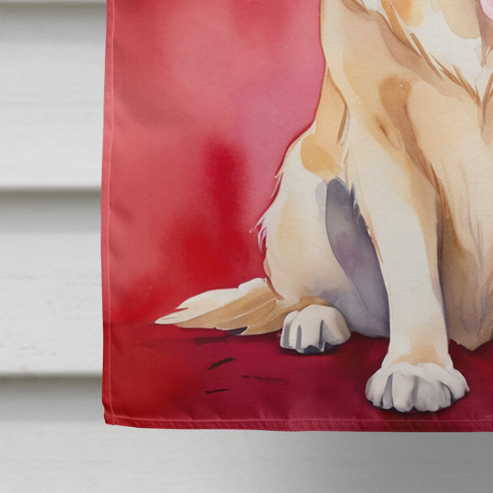 Golden Retriever My Valentine House Flag 28x40 Porch Sleeve Pole Decorative Outside Yard Banner Artwork Wall Hanging, Polyester