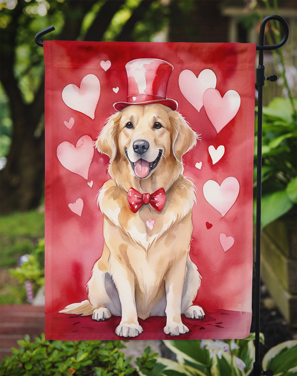 Golden Retriever My Valentine Garden Flag Mailbox Decorative Yard Banner Outside Patio Artwork for Flower Beds, Garden Size, Multicolor