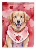 Golden Retriever My Valentine House Flag 28x40 Porch Sleeve Pole Decorative Outside Yard Banner Artwork Wall Hanging, Polyester