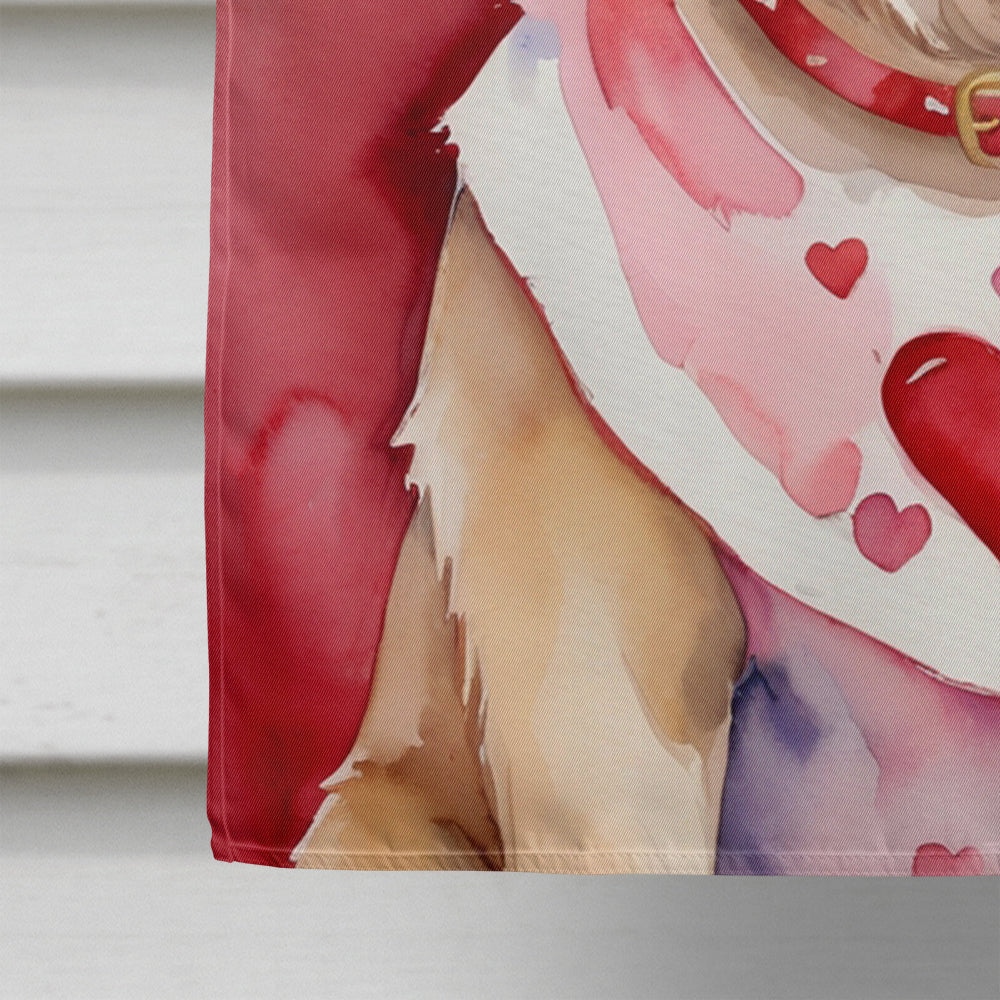 Golden Retriever My Valentine House Flag 28x40 Porch Sleeve Pole Decorative Outside Yard Banner Artwork Wall Hanging, Polyester