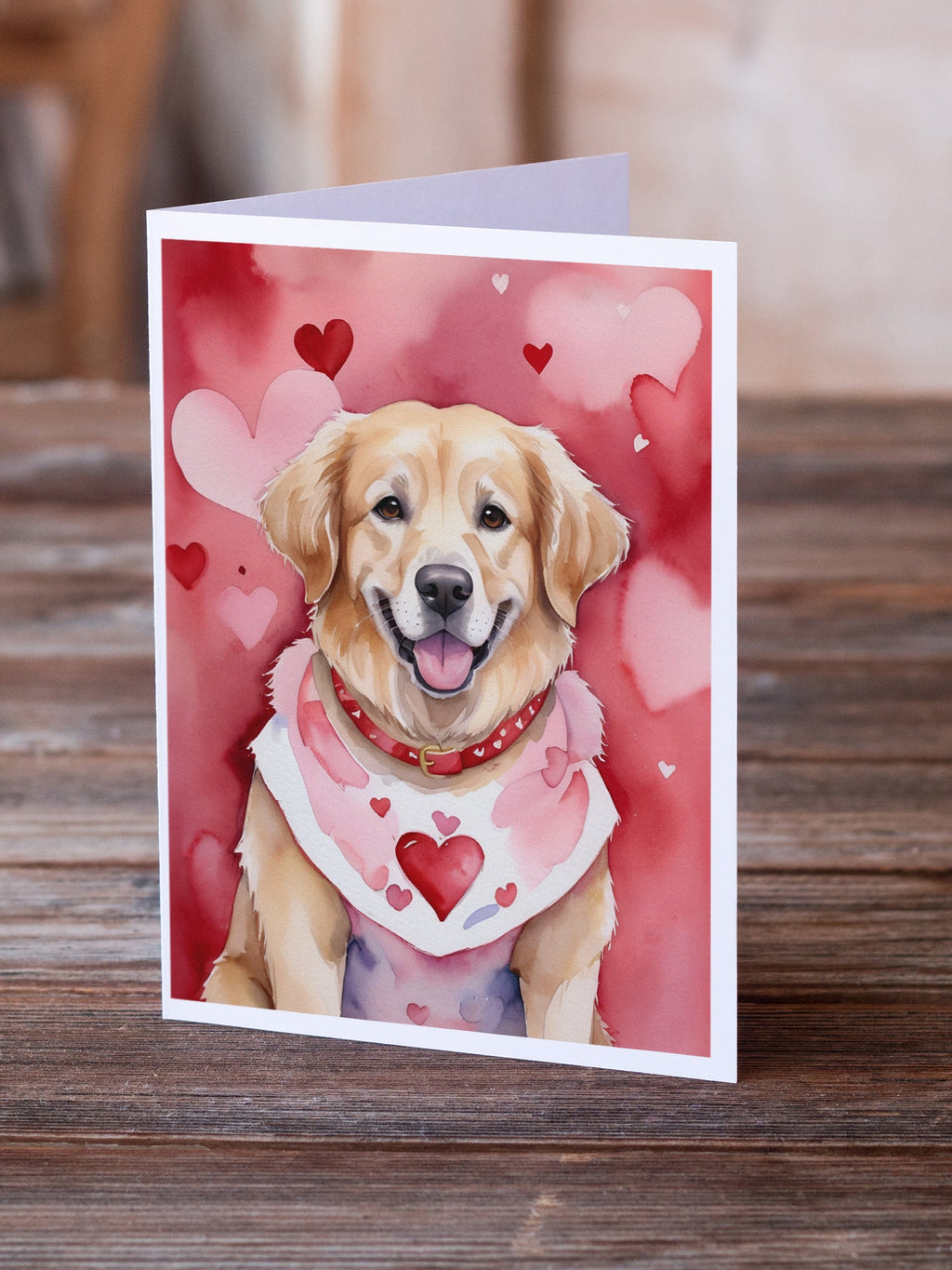 Golden Retriever My Valentine Greeting Cards Pack of 8 Blank Cards with Envelopes Whimsical A7 Size 5x7