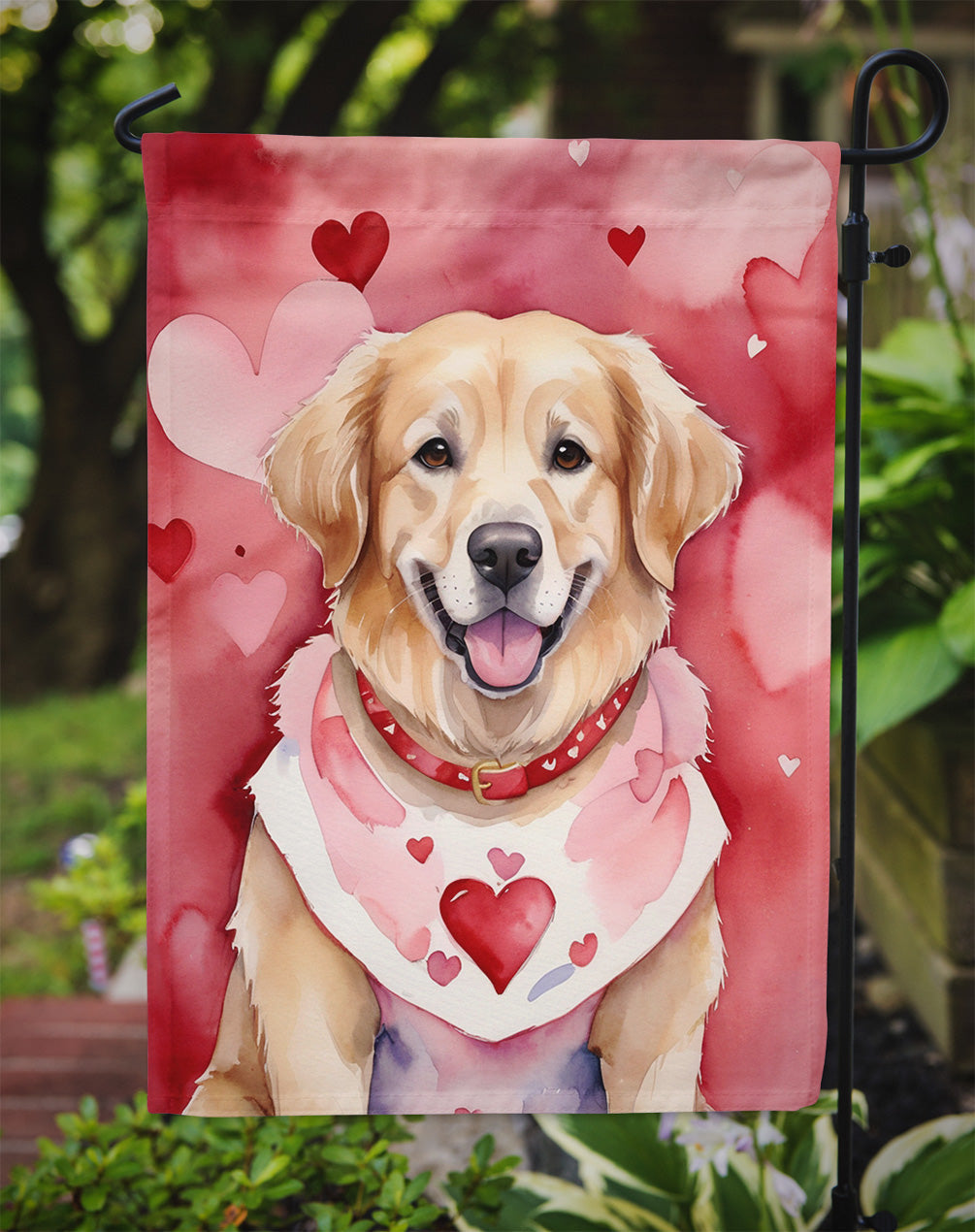 Golden Retriever My Valentine Garden Flag Mailbox Decorative Yard Banner Outside Patio Artwork for Flower Beds, Garden Size, Multicolor