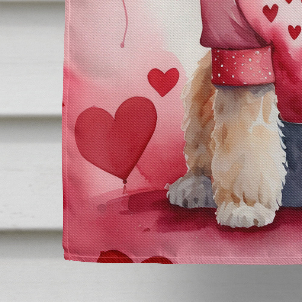 Goldendoodle My Valentine House Flag 28x40 Porch Sleeve Pole Decorative Outside Yard Banner Artwork Wall Hanging, Polyester