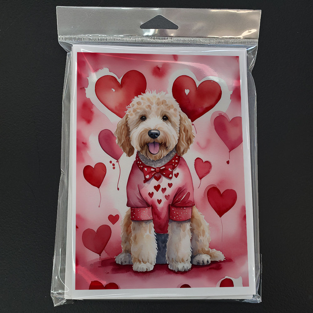 Goldendoodle My Valentine Greeting Cards Pack of 8 Blank Cards with Envelopes Whimsical A7 Size 5x7
