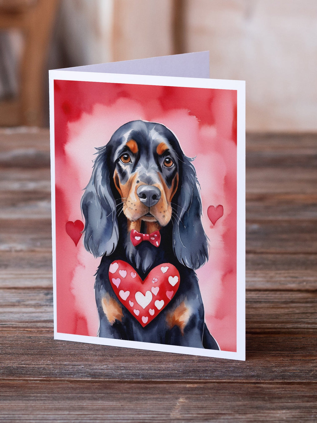 Gordon Setter My Valentine Greeting Cards Pack of 8 Blank Cards with Envelopes Whimsical A7 Size 5x7
