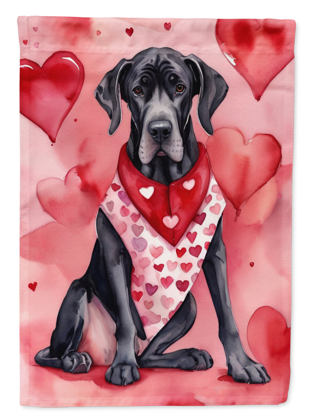 Great Dane My Valentine House Flag 28x40 Porch Sleeve Pole Decorative Outside Yard Banner Artwork Wall Hanging, Polyester